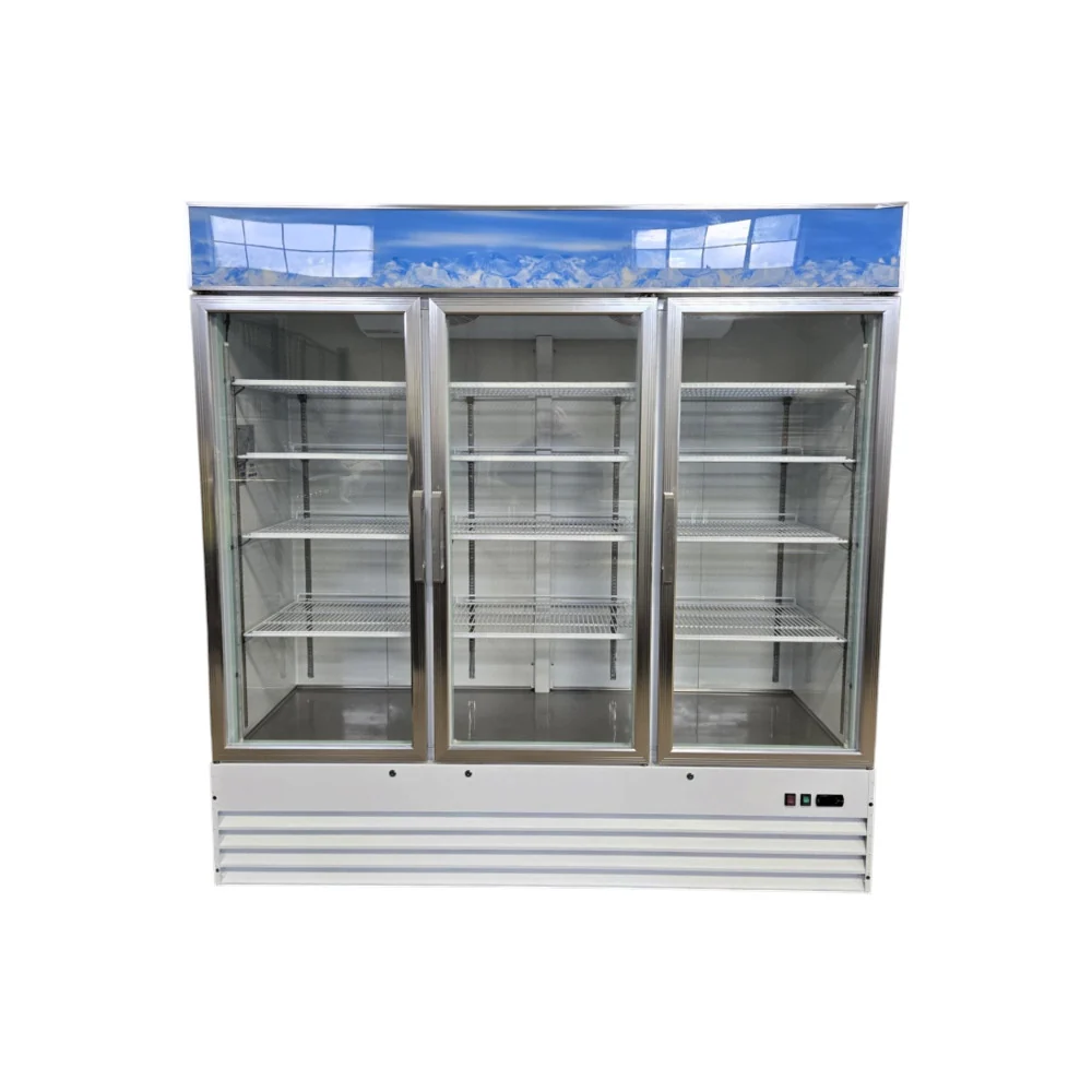 Restored Like New Omcan RE-CN-0052-HC Upright Display Cooler - 3 Glass Door - 78'' - No Wheels