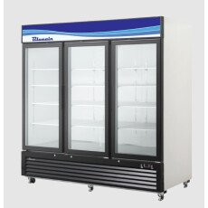 72 CuFt 3 Glass Door Reach In Merchandiser Refrigerator Blue Air BKGM72-HC