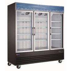 Omcan 78" Reach-In Glass Display 3 Door Refrigerator Cooler 53 cu.ft. Black - 51058