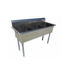 18″ x 18″ x 13″ Economy Center Drain Three Compartment Sink with No Drain Board SI818-3NC-V