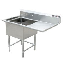 18" x 21" Corner Drain One Compartment Sink With Right Drainboard SS1821-R