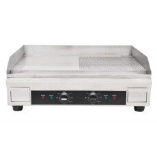 Stainless Steel Electric Griddle with Half-Smooth and Half-Ribbed Surface and 23.87″ x 16″ Cooking Area Omcan 41373