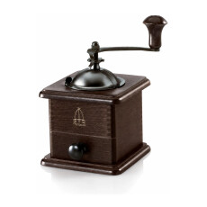 Dark Square Beech Wood and Steel Sheet Manual Traditional Coffee Grinder Omcan 43678