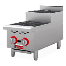 12" Hot Plate Step Up 2 Burners Stainless Steel Commercial Countertop Omcan 47382