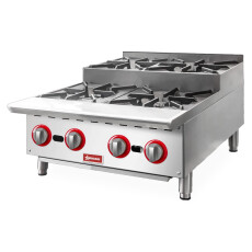 24" Hot Plate Step Up 4 Burners Stainless Steel Commercial Countertop Omcan 47383