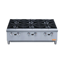 36" Wide 6 Burner Gas Hot Plates 198,000 BTU, NG or LPG, Brika BHP-36