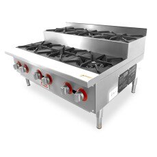 36" Hot Plate Step Up 6 Burners Stainless Steel Commercial Countertop Omcan 47384