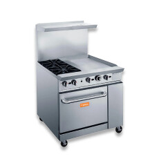 36" Griddle and 2 Burner Stove Top with Double Oven LPG or NG Range Oven Brika BGR-2B-G24