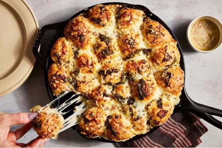 Mustard, Kale and Cheddar Pull-Apart Bread