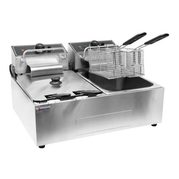 Commercial Countertop 110V Electric Double Wide Two Basket Deep Fryer 26LBS Capacity 34868
