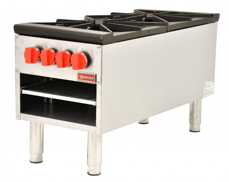Omcan Stock Pot Stove Range Double Burner Stainless Steel Commercial Countertop 37529
