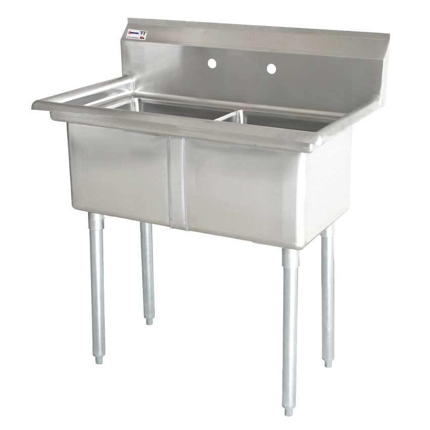Omcan Two (2) Compartment Stainless Steel Sink with Legs 22113