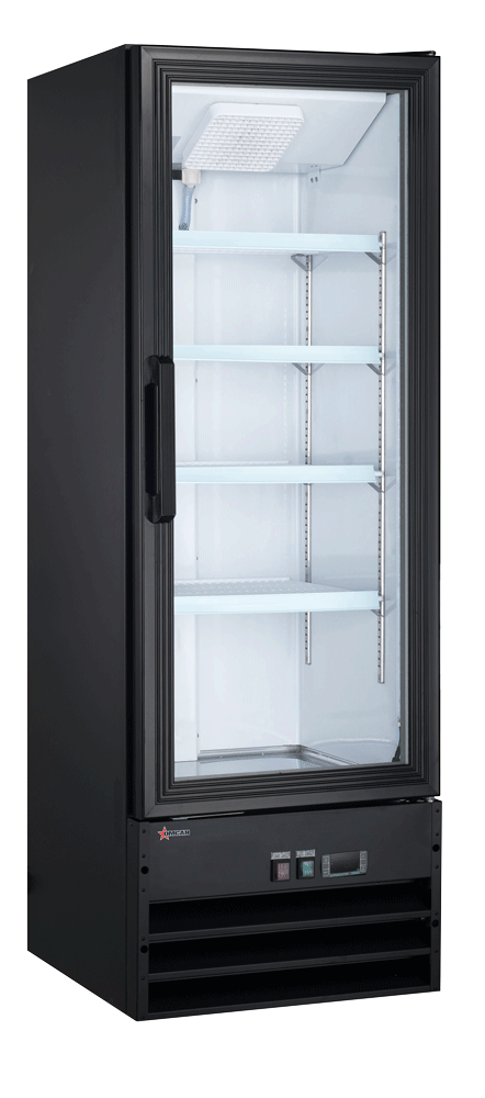9.1 CuFt Omcan Single Swing Glass Door 22" Black Refrigerator 51033