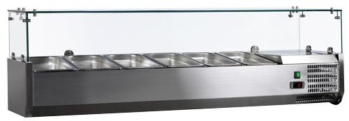 59-inch Countertop Refrigerated Topping Rail with Glass Guard Omcan 41937
