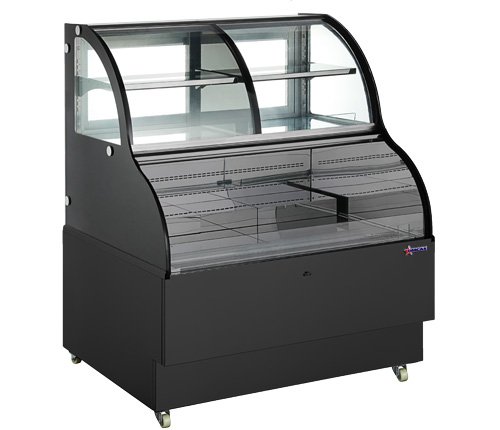 48" Black Dual Service Open Refrigerated Floor Deli Display Case 47277