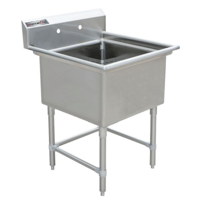 24" Corner Drain One Compartment Sink With No Drainboards SS2424-0