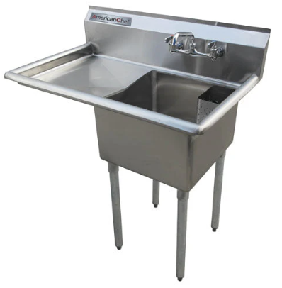 24" Corner Drain One Compartment Sink With Left Drainboard SS2424-L