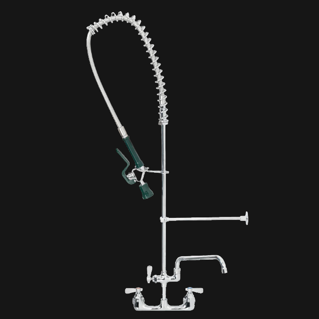 8" on Center Wall-Mounted Heavy Duty High Flow Pre-Rinse with 12" Add-On Faucet PRS-W8-AF12-HDLFR
