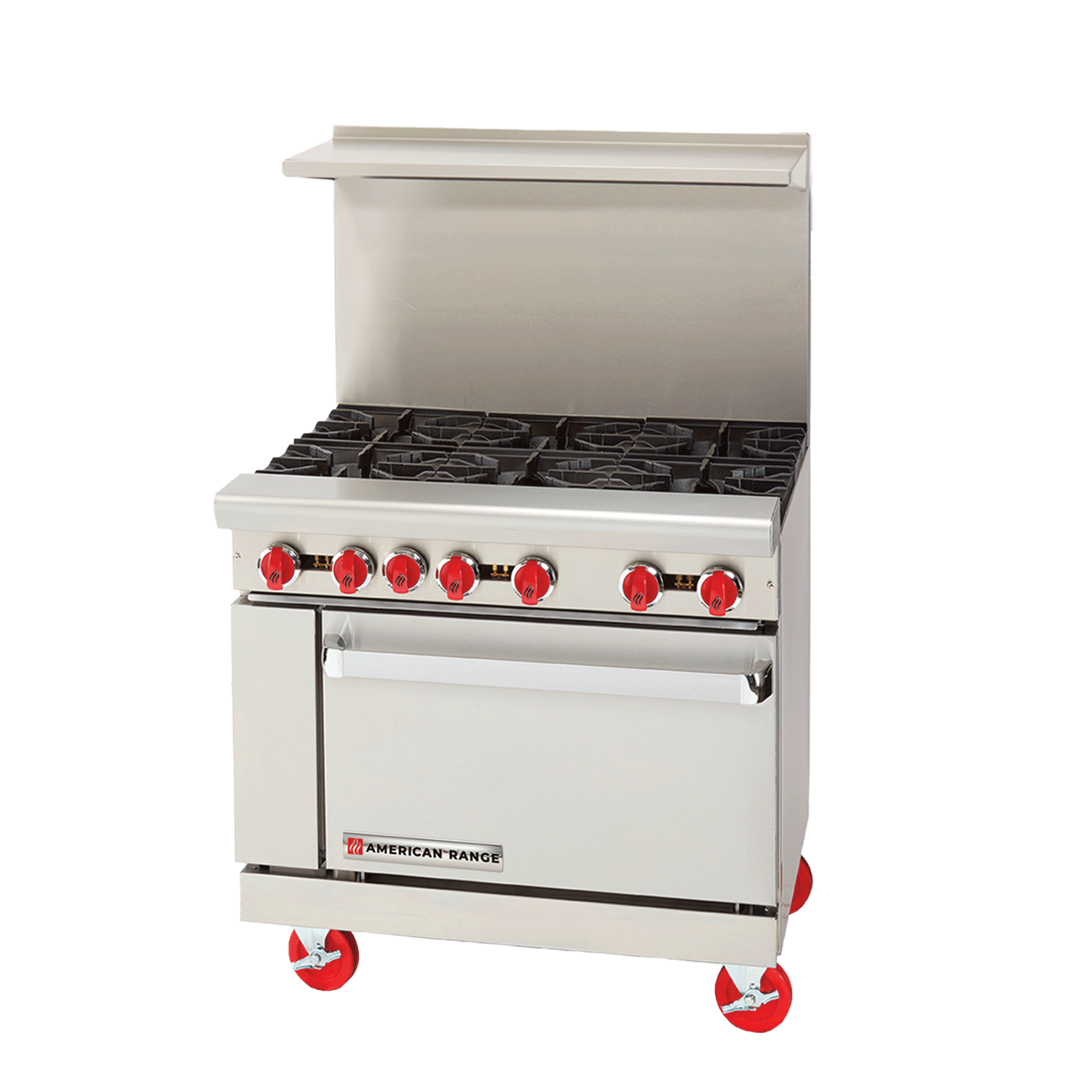 American Range 36” Heavy Duty Commercial Gas Range – 32,000 BTU Open Burners AR-6-V