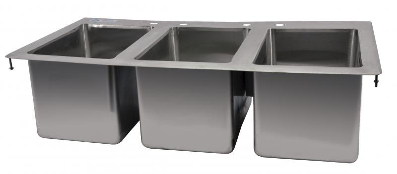 Omcan Stainless Steel Triple Drop in Sink with Flat Top 10″ x 14″ x 10″ 39783