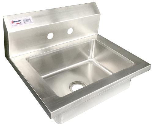 Omcan 18" x 14" x 11" Fabricated Stainless Steel Wall Mounted Hand Sink With Two Holes 46582