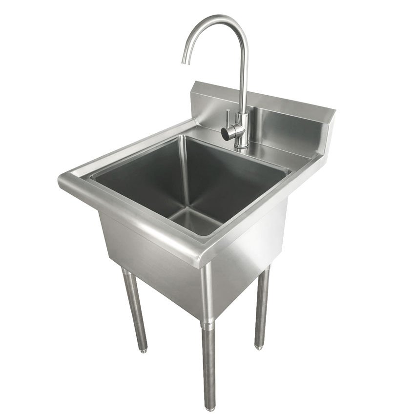 Omcan Laundry Sink with Faucet and Drain Basket 44593