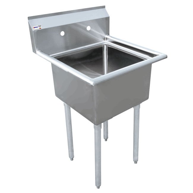 Omcan One Tub Sink with 3.5″ Center Drain and No Drain Board 18″ x 21″ x 14″ 43772