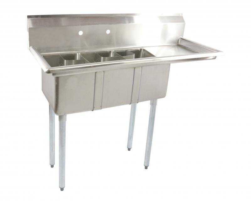 Omcan Stainless Steel Space Saver Sink with 16″ Right Drain Board with Corner Drain 10″ x 14″ x 10″ 39763