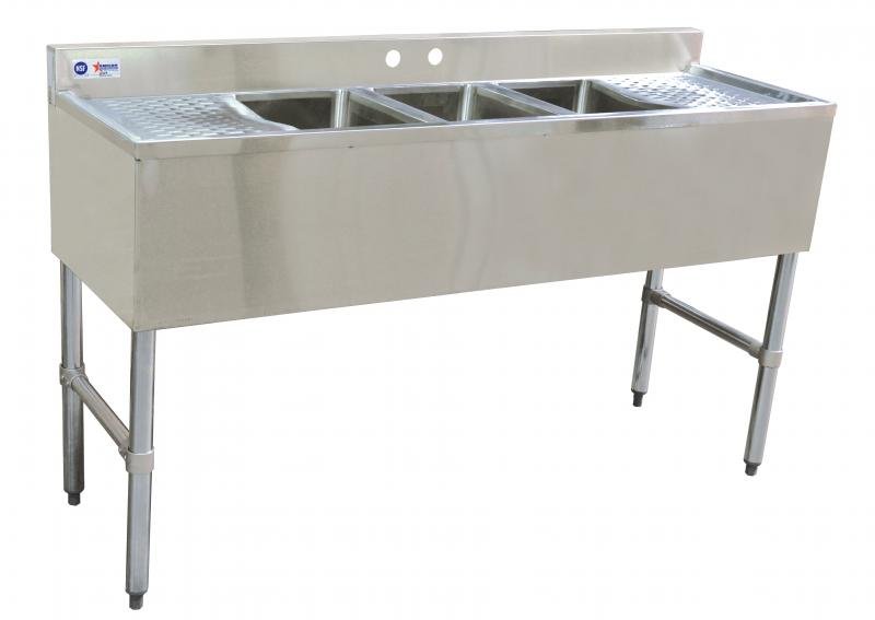 Omcan Under Bar Sink with 3 Compartments with Two Drain Boards 25274