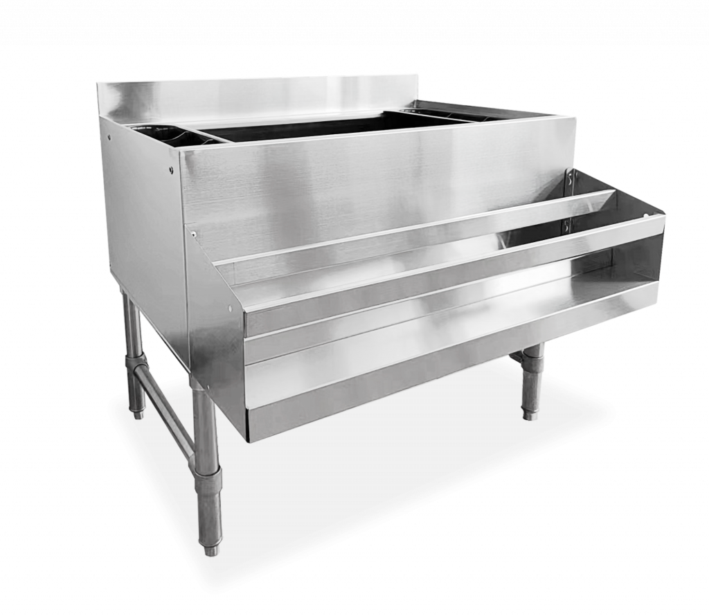 Omcan Ice Bin 24-Inch with 3-Inch Backsplash and 2 Holders 47519