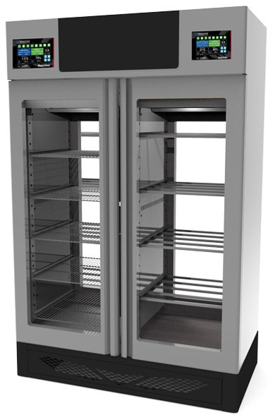 Omcan Stagionello®+ Maturmeat® Combo 100+100 KG Cabinet with Climatouch®, Fumotic® – Total View 45376
