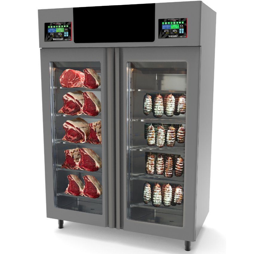 Omcan Stagionello® + Maturmeat® Combo 100+100 KG Cabinet with Climatouch® and Fumotic® 44989