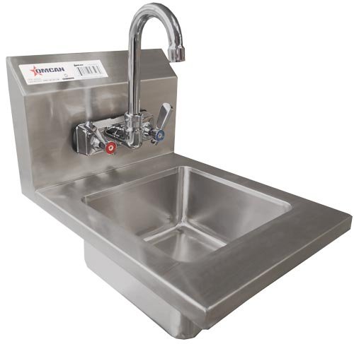 Omcan 16" x 12" x 13" Fabricated Wall Mounted Hand Sink Stainless Steel 46507