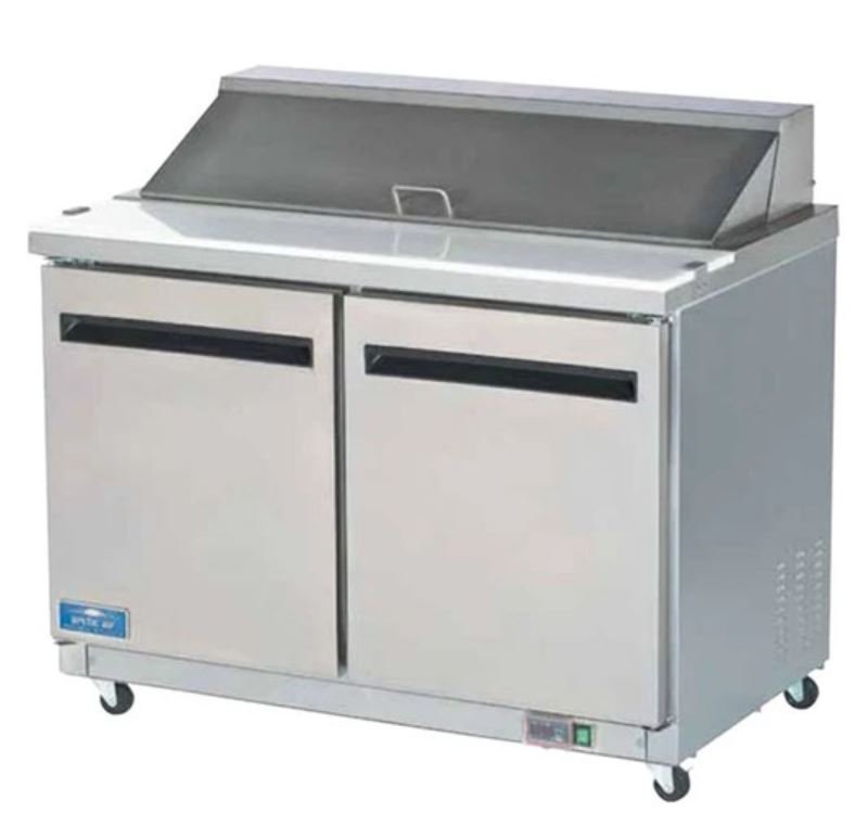 48" Arctic Air 2 Door Solid SS Mega Top Sandwich Salad Prep Table Cooler AMT48R