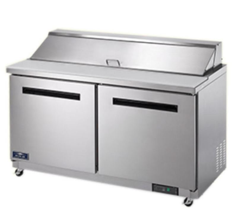 60" Arctic Air 2 Door Solid SS Sandwich Salad Prep Table Cooler AST60R