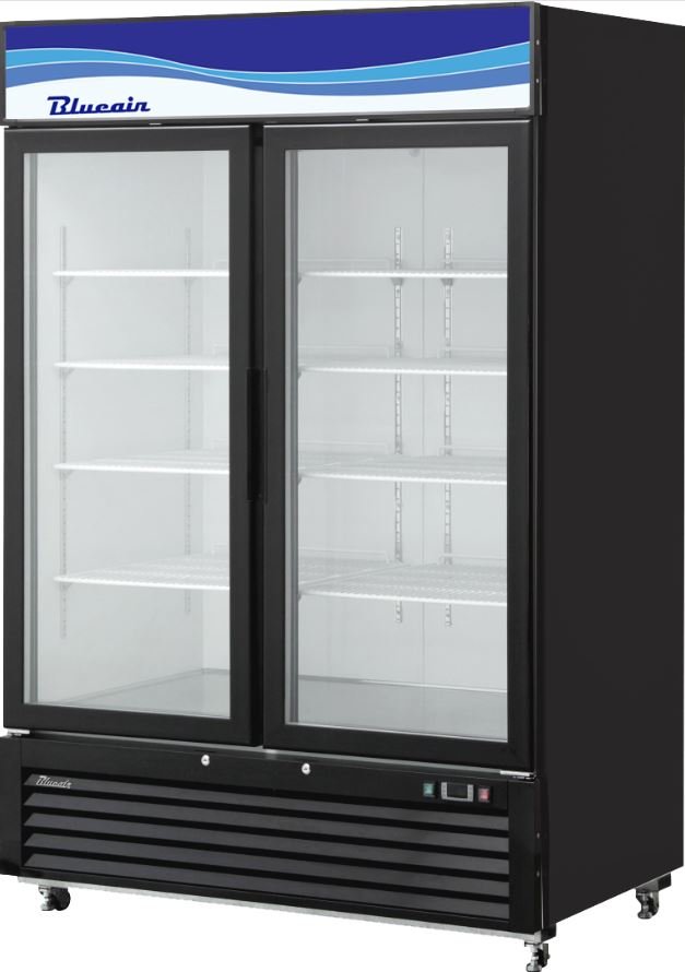49 CuFt Glass 2 Door Blue Air Reach In Merchandiser Refrigerator BKGM49B-HC