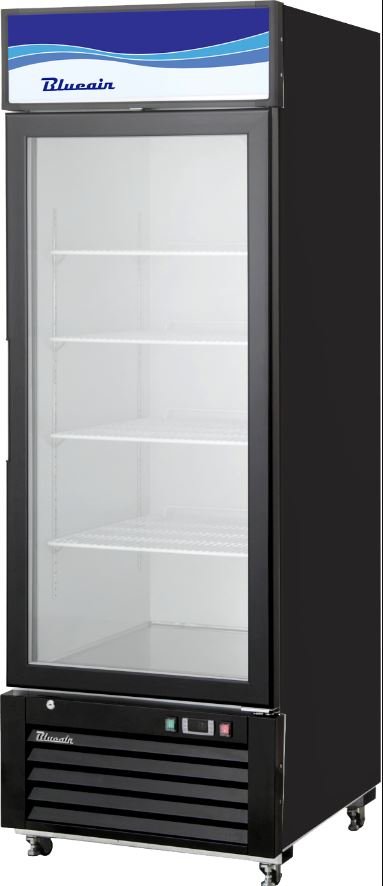 Commercial Blue Air 23 CuFt Glass 1 Door Merchandiser Reach In Freezer BKGF23B-HC