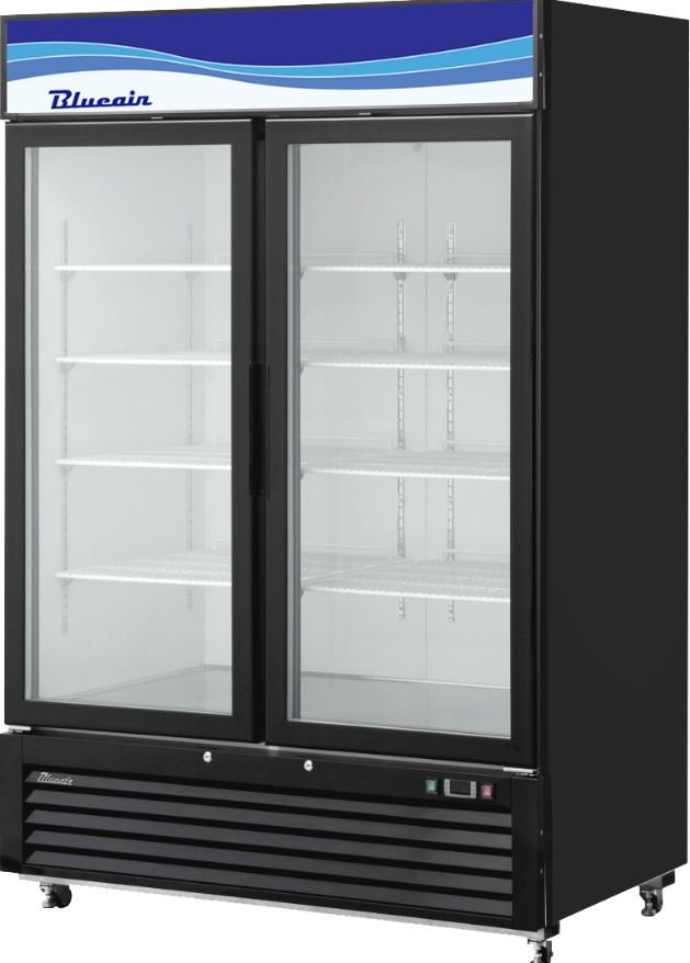 Blue Air 49 CuFt Glass 2 Door Merchandiser Reach In Freezer BKGF49B-HC