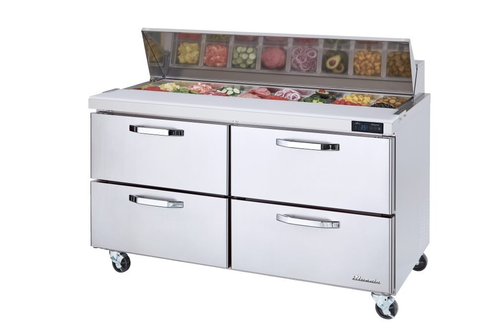 60" Blue Air Sandwich Prep Table 4 Drawers BLPT60-D4-HC