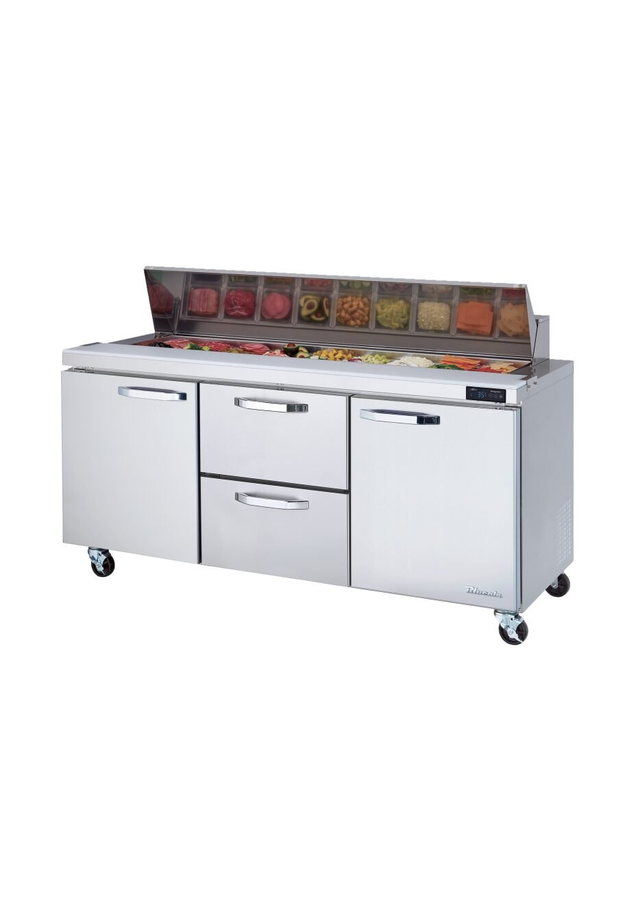 Blue Air 72" Sandwich Prep Table Middle Drawers with L&R Doors BLPT72-D2M-HC