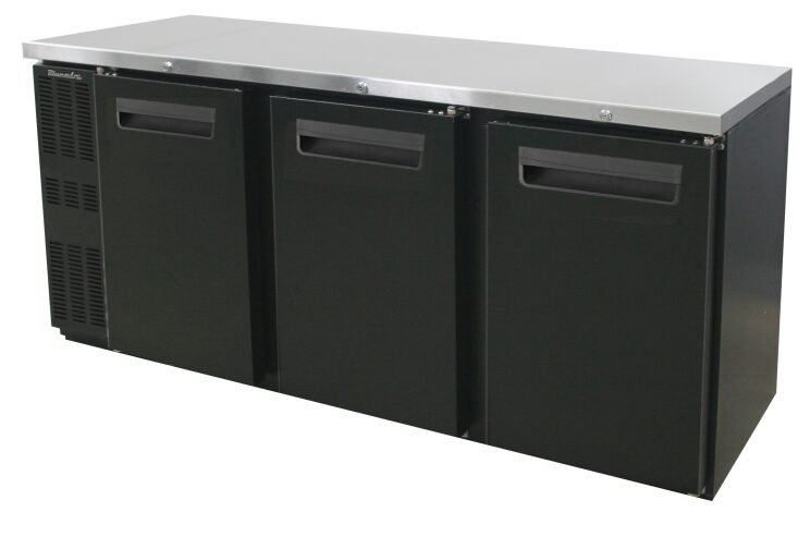 Blue Air 72" Narrow Back Bar Solid 3 Door Locking Cooler BNB-72BT-HC