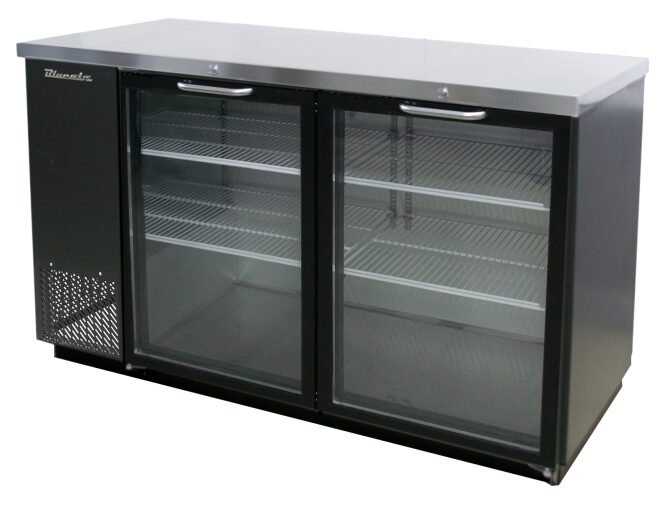 Blue Air 59" Back Bar Glass 2 Door Locking Cooler BBB59-2BG-HC