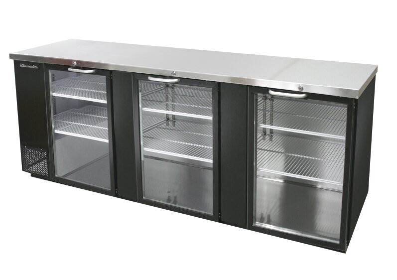 Blue Air 90" Back Bar Glass 3 Door Locking Cooler BBB90-4BG-HC