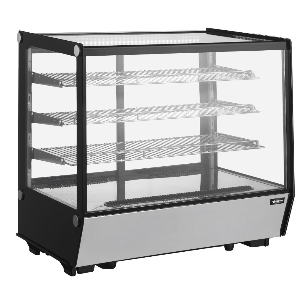 35″ Countertop Square Glass Refrigerated Display with 6.5 cu.ft. (186 Liters) Capacity – 110-120V, 350W Omcan 47963