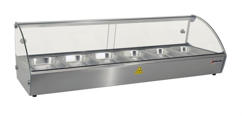 44" Countertop Curved Glass Display Warmer with 6 Pans 43119