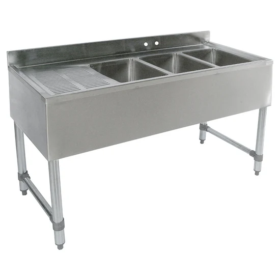 36″ x 18″ x 10″ Corner Drain Double Compartment Bar Sink With Left Drain Board S1B-2L-V