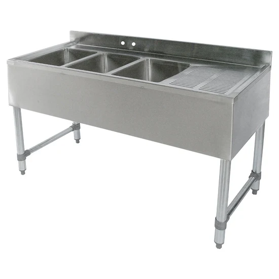 36″ x 18″ x 10″ Corner Drain Double Compartment Bar Sink With Right Drain Board S1B-2R-V