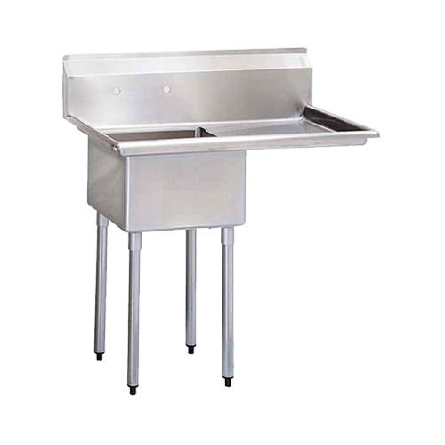 18″ x 21″ x 14″ Center Drain One Compartment Sink With Two Drain Boards SI821-1RC-V