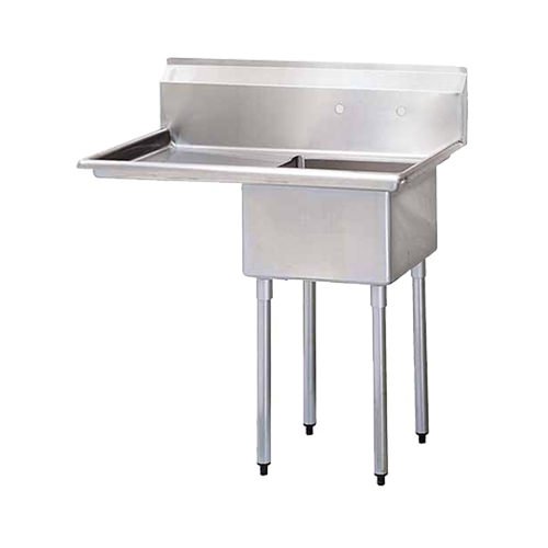 18″ x 21″ x 14″ Corner Drain One Compartment Sink With Left Drain Board SI821-1L-V