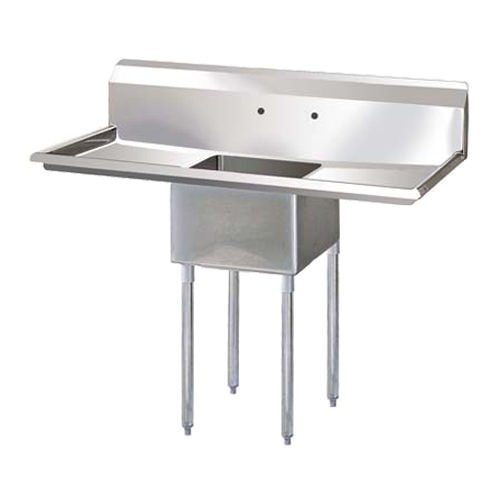18″ x 21″ x 14″ Center Drain One Compartment Sink With Two Drain Boards SI821-1BC-V